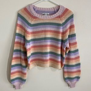 American Eagle Multi-Stripe Crew Neck Sweater | Size: Small